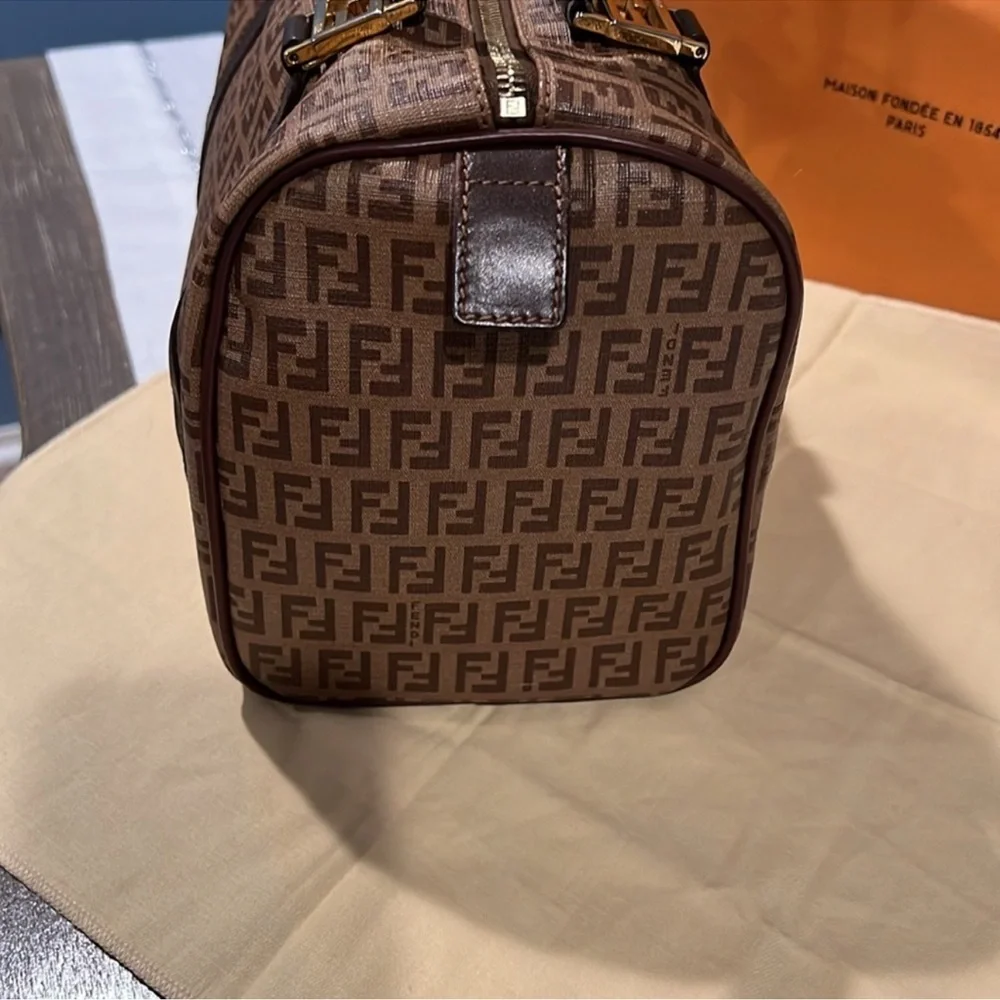 Fendi Brown Monogram Boston Bag - Picture 8 of 16